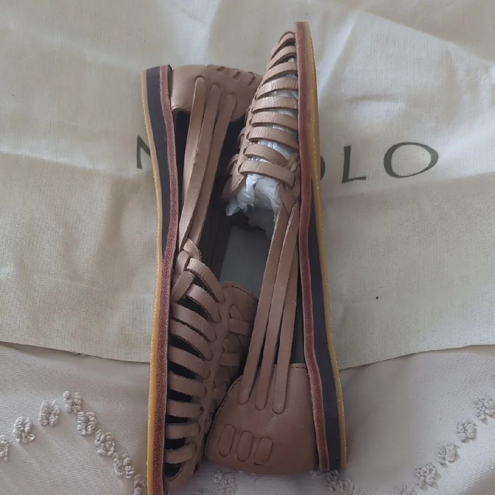 Nisolo Tan Woven Leather Flats